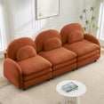 thumbnail image 4 of HUTWIFE 98.2" 3-Seater Teddy Velvet Couch, Orange Modular Sofa with Curved Back & Lumbar Pillows, 4 of 9