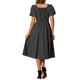 thumbnail image 3 of Vestido Maxi a Cuadros INSPIRE CHIC para Mujer, Vestido de Verano con Pliegues en la Espalda, Decoración de Botones, Manga Abullonada, Talla XL, Negro, 3 of 5