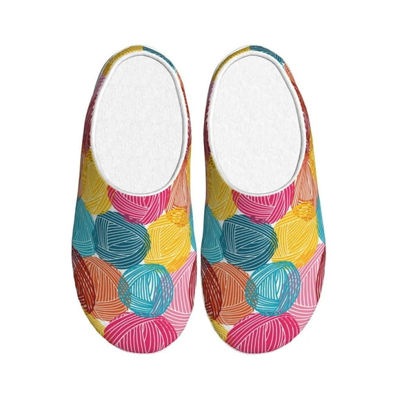 Kdxio Colorful Wool Balls Women's Men's Slippers Plush Slip-On House Slipper for Winter Indoor Soft Cushion Non-slip Fluffy Slides Slippers-35/36
