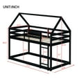 thumbnail image 6 of Hassch Low Bunk Bed, Twin over Twin Size Wooden Floor Bunk Bed with Built-in Ladder, Safety Guardrails, Funny Roof Design, Black, 6 of 8