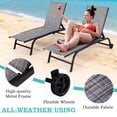 thumbnail image 4 of Yoleny 26" Wide Patio Lounge Chair with Wheels, Pool Lounge Chairs Set of 2 with Adjustable Backrest, Waterproof Textilene Outdoor Lounge Chairs for Patio Poolside Deck, Gray, 4 of 7