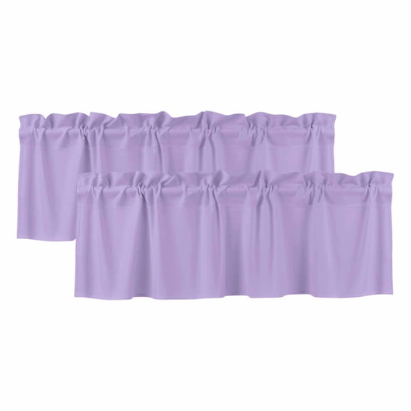 Purple Valances for Windows, Decorative Rod Pocket Window Valance Curtains, Modern Pure Lavender Purple Short Curtain Drapes for Kitchen/Bathroom/Living Room, 2 Panels, 42" W x 18" L
