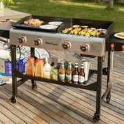 Royal Gourmet GD403 4-Burner Portable Flat Top Gas Grill and Griddle Combo Grill with Folding Legs