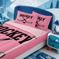 thumbnail image 3 of Erosebridal White Hockey Stick Zipper Queen Comforter Set with Fitted Sheet and 2 Pillowcases,Modern Ice Skater Zipper Bedding Set,Pink Reversible,4-Piece, 3 of 7