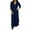 Dark Blue, variant on Riforla Women's Casual Plus Size V Neck Long Sleeved Chiffon Shirt Beach Suit Slit Long Top   Trousers Suit Blouse Bottom Pants Sets for Women White XXXXXL