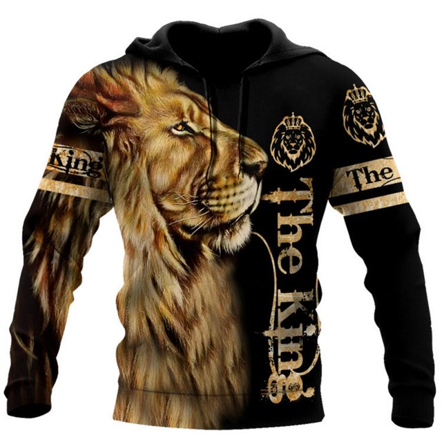 Chandails à Capuchon pour Hommes Imprimé Animal cool street (H, TG)