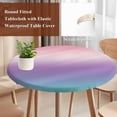 thumbnail image 5 of Round Tablecloth Purple Pink Teal Gradient Elastic Edge Fitted Abstract Watercolor Plastic Table Cover,Waterproof Oil Proof for Dinner,Outdoor, Picnic, 55"- 60" DIA Tables, 5 of 8