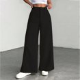 thumbnail image 4 of Women's corduroy trousers with pockets, high-waisted, wide-leg business formal trousers, 4 of 9