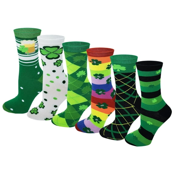Sumona 6 pairs Pack Women Saint Patrick Days Novelty Design Crew Socks