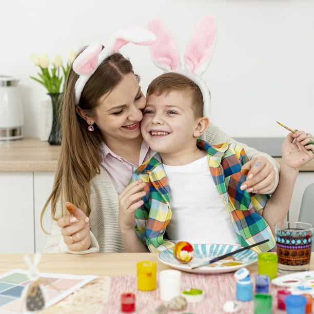 TOPTIE Serre-Tête Oreilles de Bunny de Pâques pour Adultes et Enfants, Cerceau de Cheveux Lapin en Peluche de Noël, Cadeaux de Fête Costume de Cosplay
