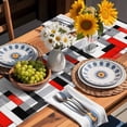thumbnail image 2 of Abstract Table Runner, Medieval Red Black Geometrical Art Kitchen Table Runners Dress Scarves for Table Decorations Party/Restaurant/Indoor Outdoor Use, 13x72in, 2 of 9