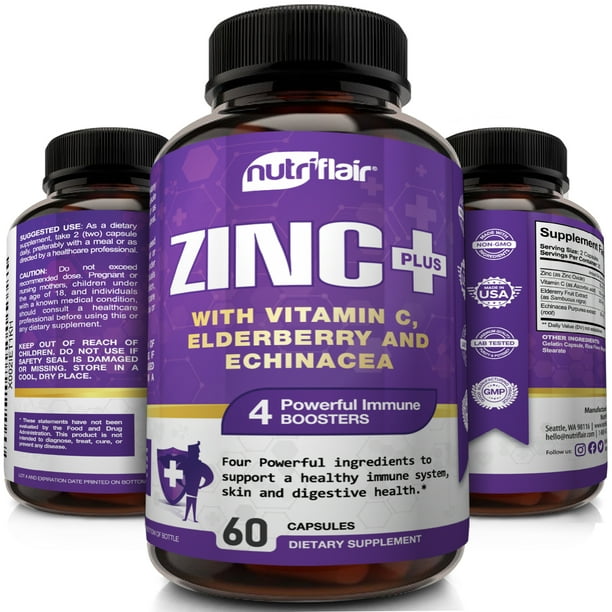 NutriFlair ZINC Plus 50mg with Vitamin C, Elderberry, Echinacea