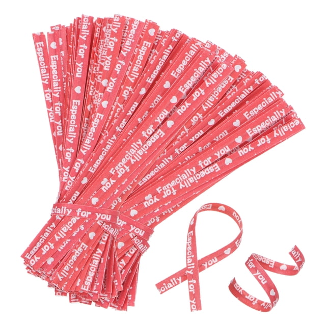 1400 Paquete de Ataduras de Papel Kraft, 9cm/ 3.5 Pulgadas Ataduras de Pan de Color Rojo/Blanco