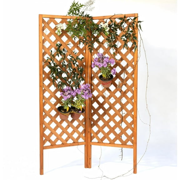 2-Pack Wooden Garden Trellis Panels – 72" H x 24" W Climbing Plant Support Screen for Outdoor Vines, Roses & Vegetables – FSC Fir Wood, Weather-Resistant, Lattice Privacy Fence