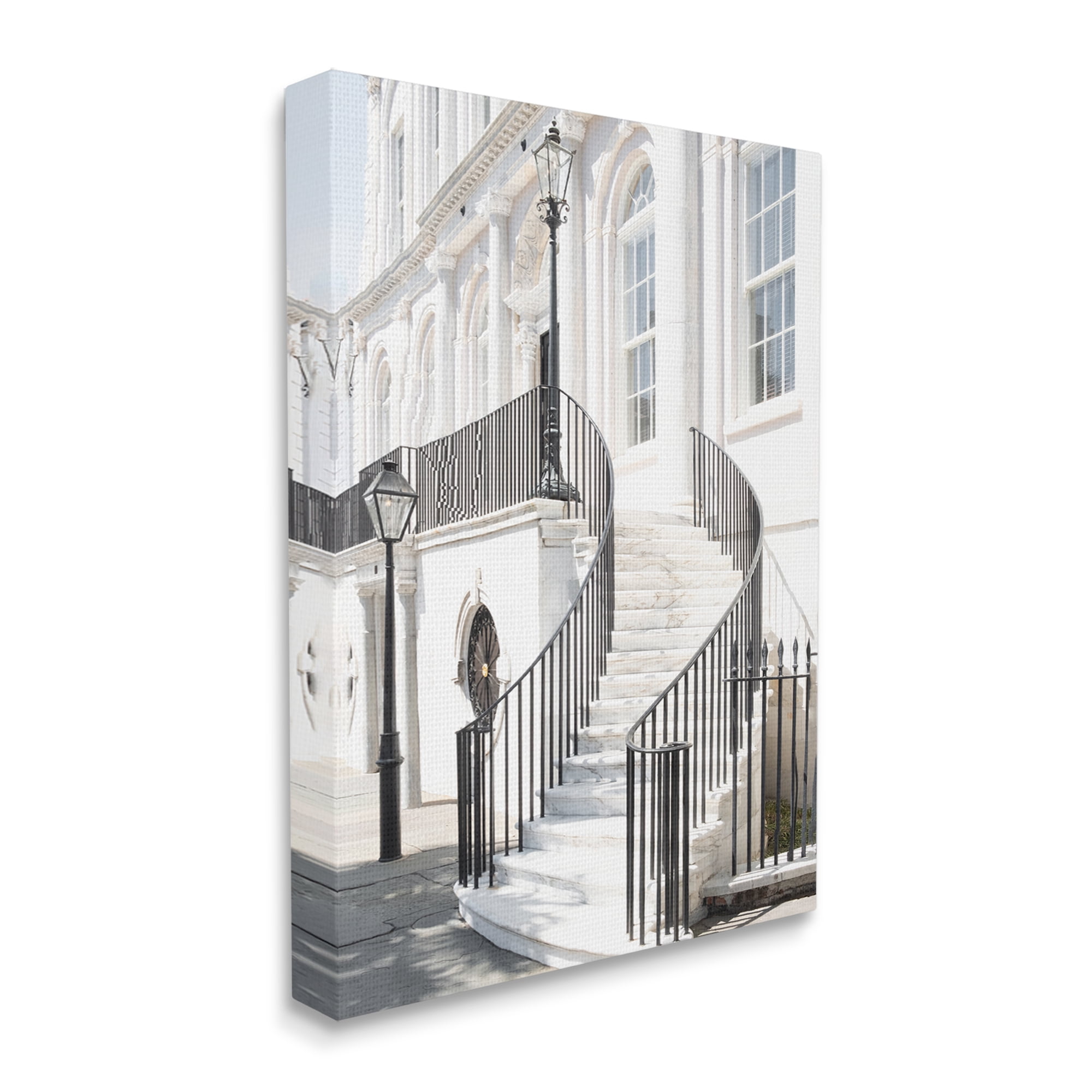 Stupell Industries White Staircase Architecture Travel & Places Painting Gallery Wrapped Canvas Art Print Wall Art, 24 x 30