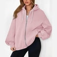 thumbnail image 2 of LIIPEE Women Hoodies Solid Color Long Sleeve Hooded Zip Up Tops With Pockets Woman Breathable Birthday Wedding Weekend Sweatshirts,Pink,L, 2 of 9