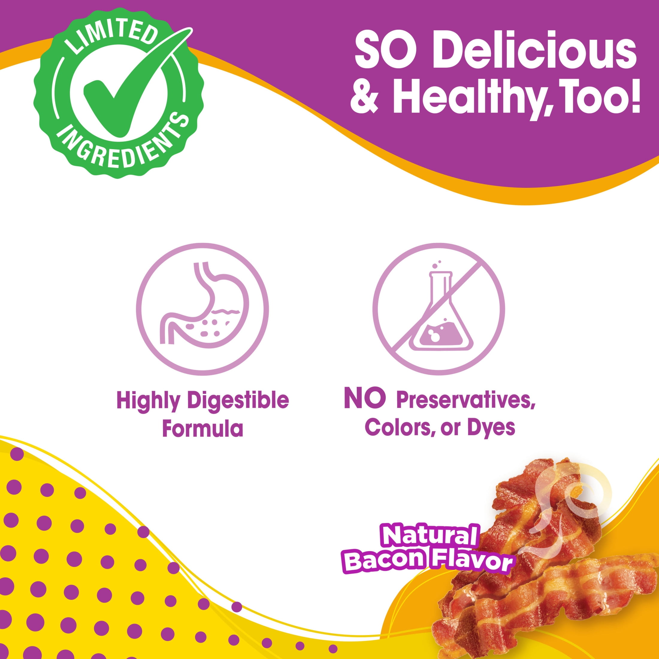 Nylabone Nubz Natural Dog Treats for Large Dogs, Bacon Flavor Dog Bones, Jumbo - Up to 50 lbs., 6 oz Pack, 2 Count