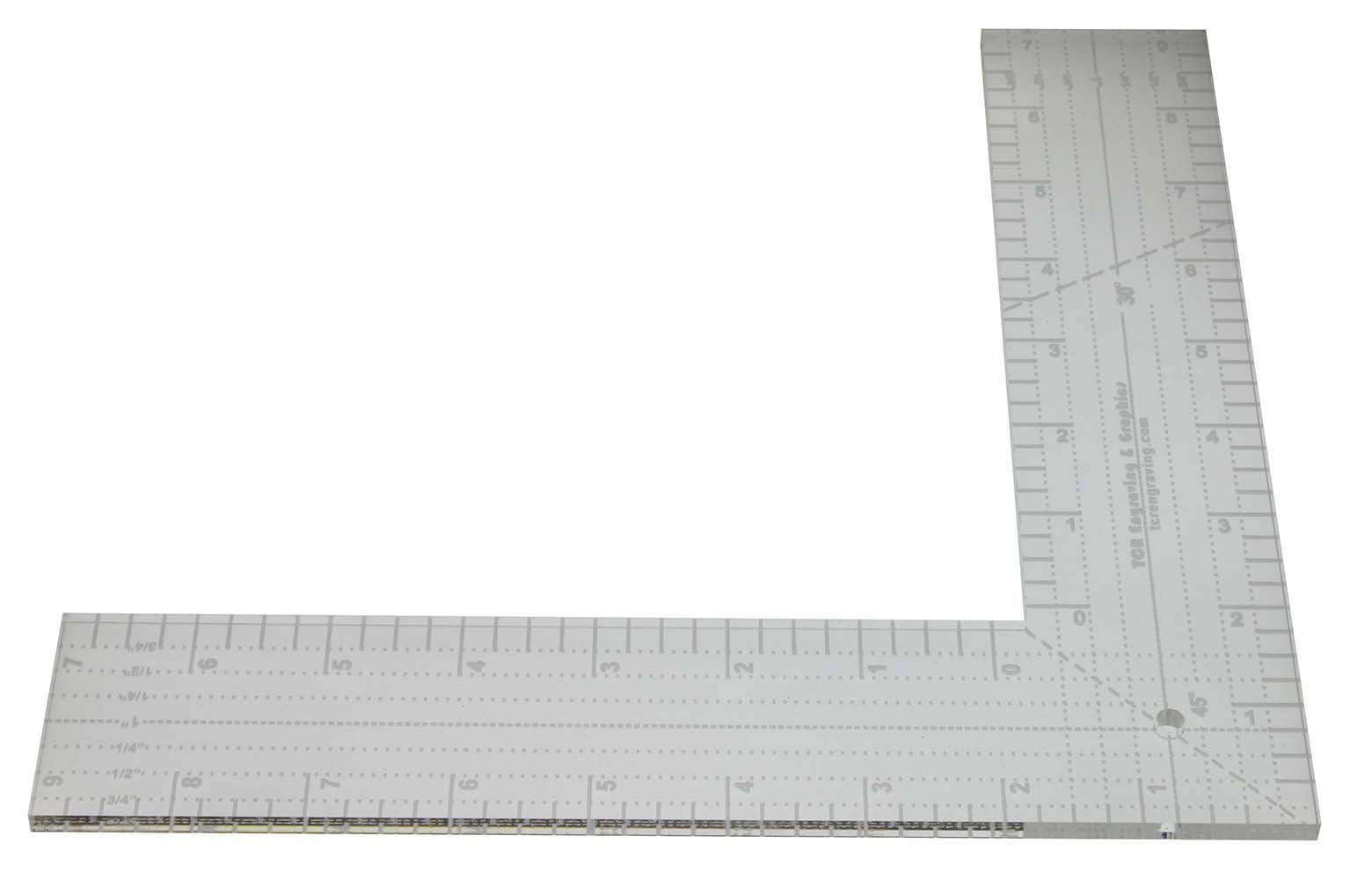 9" L-Shaped Ruler. Acrylic ~1/4" thick. Quilting/Sewing - Acrylic