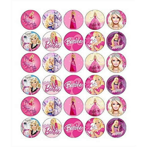 30 x Edible Cupcake Toppers – Barbie Themed Collection of Edible Cake Decorations for Girls| Uncut Edible Prints on Wafer Sheet - BUY 2 GET 3RD FREE