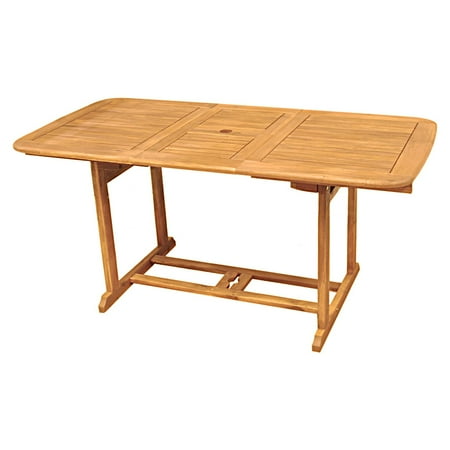 Walker Edison Acacia Wood Rectangular Patio Butterfly Dining Table