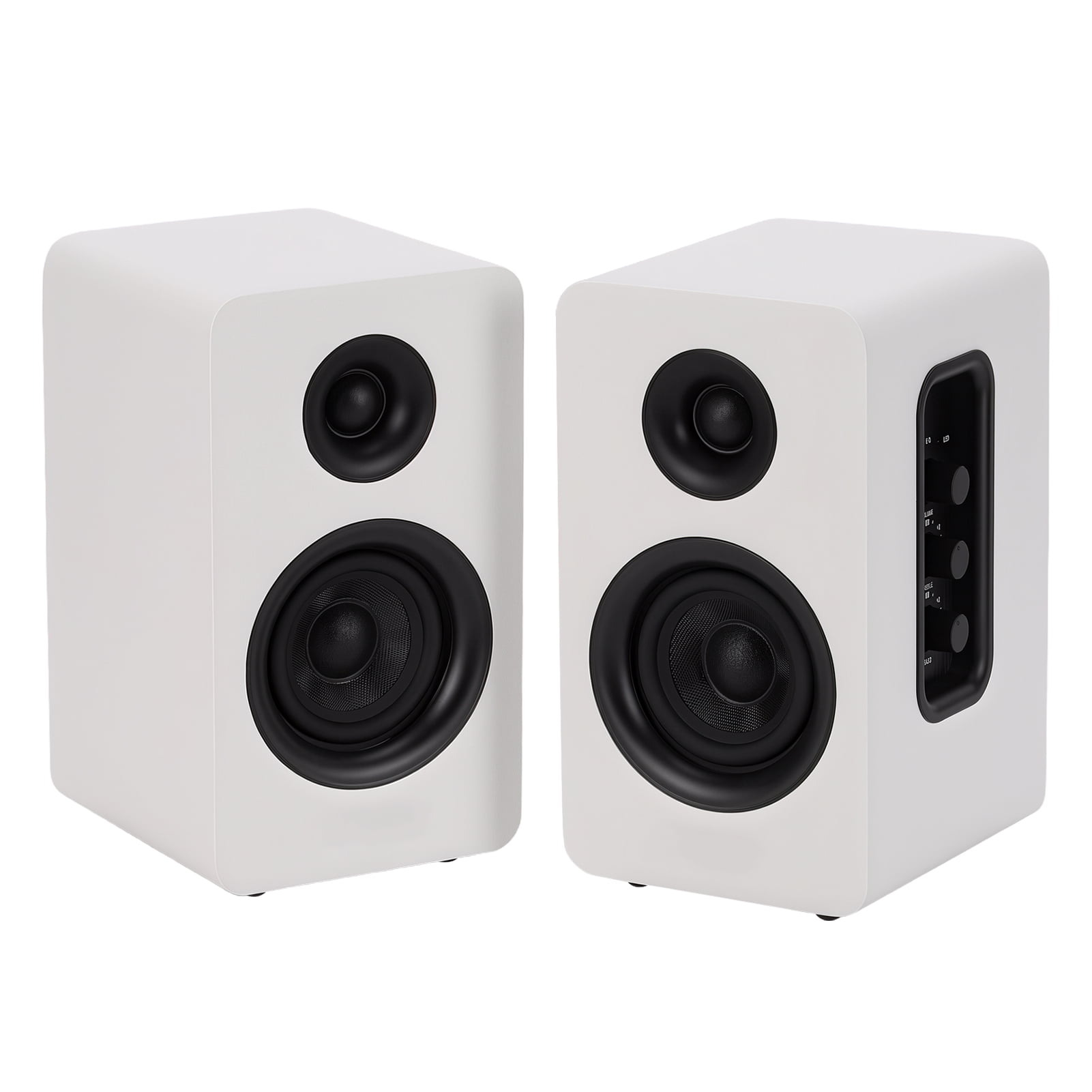 3" Active Bluetooth 5.0 Bookshelf Speakers, 80W Carbon Fiber Speaker Unit - Built-in 24bit DAC Dynamic 3D Surround Sound 2.0 Computer PC Monitor Gaming (Pair, White)