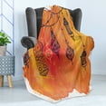 thumbnail image 4 of Traditional Soft Flannel Fleece Throw Blanket, Lanterns Garland Middle Eastern Theme Oriental Artwork, Cozy Plush for Indoor and Outdoor Use, 50" x 70", Orange Vermilion Black, by Ambesonne, 4 of 5