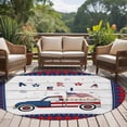 thumbnail image 5 of Independence Day Washable Round Area Rug 5 ft, American Flag Truck on Rustic Wooden Grain, Soft Non Slip Rugs Stain Repellent Indoor Felt Carpet for Living Dining Room Bedroom Home Office, 5 of 9