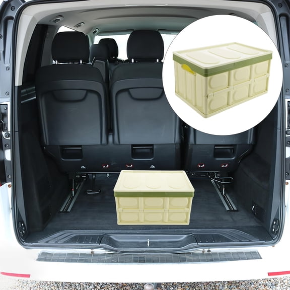 LEORX Vehicle Trunk Organizer Bin Green Foldable Car Storage Box with Handles for Easy Transport