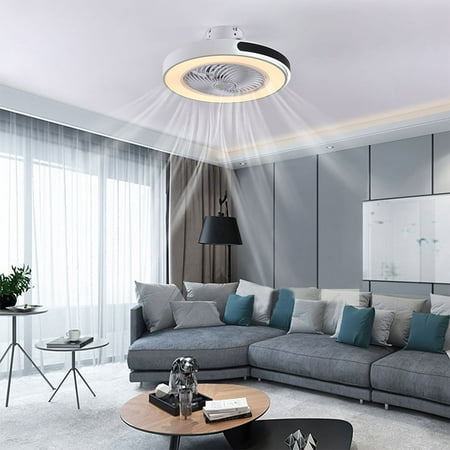 

Miumaeov Modern LED Remote Ceiling Fan with Light 20 Semi Flush Mount Low Profile Enclosed Fan Color Changing 3 Speed Timing Fan Lighting for Indoor Bedroom Living Room