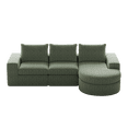 thumbnail image 3 of 99-Inch Chenille Cloud Curved Sectional Sofa with Chaise, L-Shaped Modern Boneless Couch with Deep Seats, Chenille Sectional Sofa for Living Room and Bedroom, No Assembly Required (Green), 3 of 10