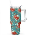 thumbnail image 2 of 40oz Pioneer Colorful Floral Stainless Steel Flip Straw Tumbler with Lid and Straw Spill Proof Travel Cup Double Wall Vacuum Insulated Coffee Mug with Handle White, 2 of 7