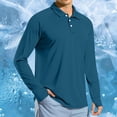 thumbnail image 2 of Tsesme Men's Upf 50+ Long Sleeve Sun Shirts, Lapel Button Quick Dry Sun Protection Tops, Breathable Outdoor Rash Guard with Thumb Holes, 2 of 9