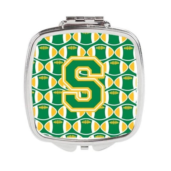 Carolines Treasures Letter S Football Green & Gold Compact Mirror