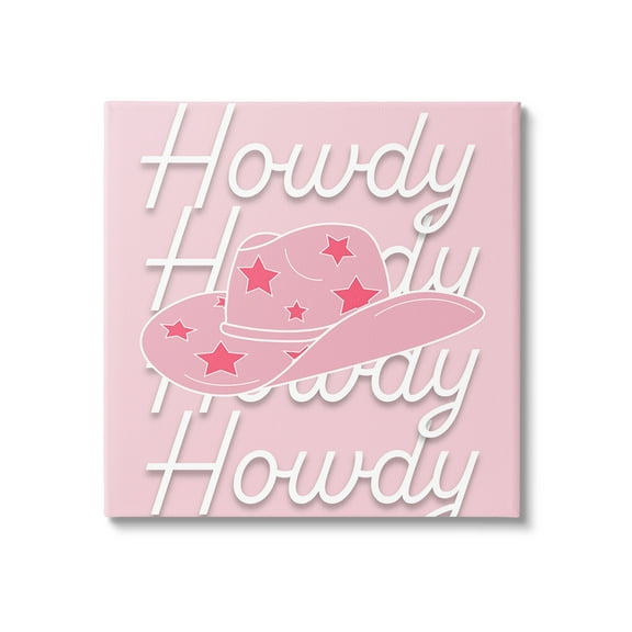 Stupell Industries Soft Pink Howdy Pattern Beauty & Fashion Painting Gallery Wrapped Canvas Art Print Wall Art, 17 x 17