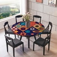 thumbnail image 4 of AMLESO Housse de Table Ajustée Élastique - Grand Rond, Motif Multicolore - S'Adapte aux Tables jusqu'à 1.2M, 4 of 8
