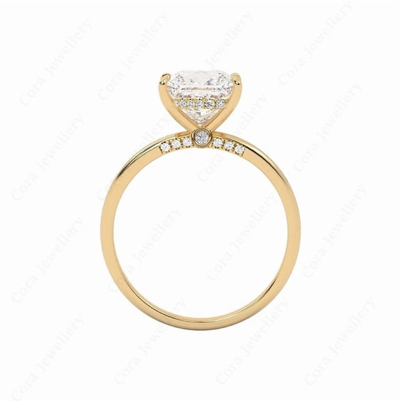 Cora Jewellery 2CT Bridge Diamond Marquise Moissanite Hidden Halo Peekaboo Engagement Ring For Women, 14K Yellow Gold