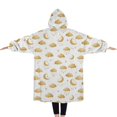 thumbnail image 2 of Oversized Wearable Blanket Hoodie,White Golden Cloud Moon Pattern Sherpa Blanket Hoodie with Super Pockets,Super Warm Fuzzy Pullover for Women & Men, 2 of 6