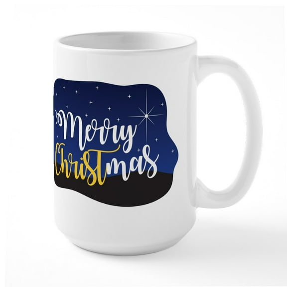 CafePress - Merry Christmas Starry Large Mug - 15 oz Ceramic Large White Novelty Mug