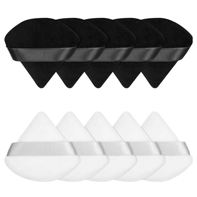 Soplo de maquillaje, 10 esponjas triangulares para polvo, esponja para maquillaje, soplo cosmético para polvo, rendimiento confiable