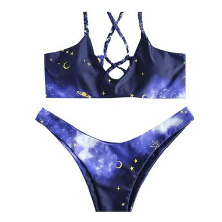 Women Fashion Star Printed Swimwear Set