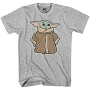 Star Wars The Mandalorian The Child Baby Yoda Standing Adult T-Shirt Licensed (Grey, Small)