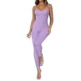 thumbnail image 6 of Pyhlmscde Abercrombie Jumpsuit, Women's Jumpsuits, Plus Size Jumpsuit, Women Workout Jumpsuit Yoga Ribbed Bodycon Spaghetti Strap Leggings Romper Purple S, 6 of 8
