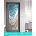 thumbnail image 5 of Window Privacy Film Turquoise Brown Stained Glass Window Film Decorative Sun Block Window Cover Teal White Geometric Gradient Stripes Window Clings Static Adhesive Sticker for Bathroom 35.4"x78.7", 5 of 7