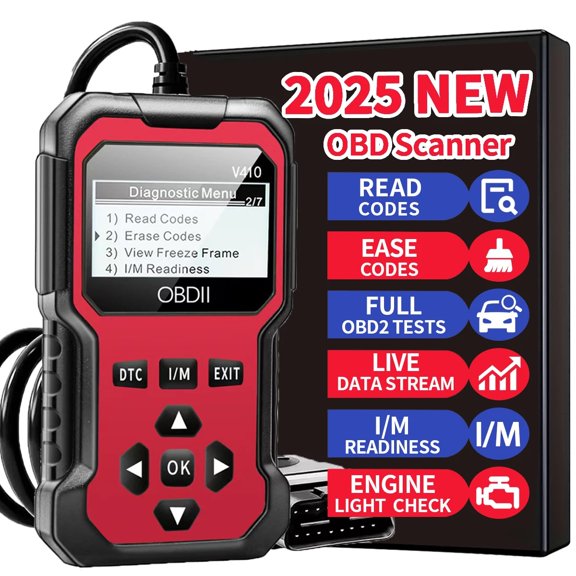 Car OBD2 Scanner Diagnostic Tool, Engine Fault Code Reader for All 1996 OBD‑II Compliant Gasoline Vehicles