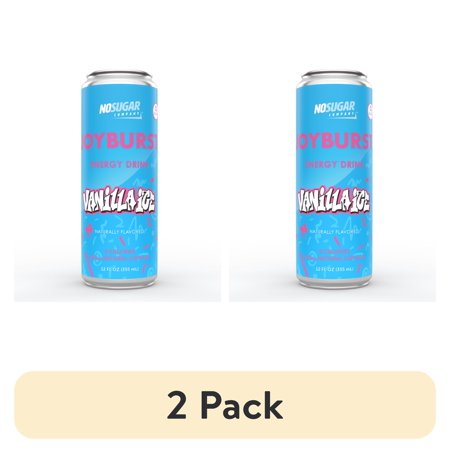 (2 pack) Joyburst Natural Energy Drink Vanilla Ice, 12 oz Can, 4 Pack