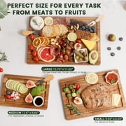 Kikcoin Acacia Wood Cutting Board, Cutting Board Set of 3 with Juice Groove, Wooden Chopping Boards for Kitchen, for Meat & Vegetables