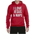 thumbnail image 2 of Wild Bobby, I Love Jesus & Naps Inspirational/Christian Unisex Graphic Hoodie Sweatshirt, Red, X-Large, 2 of 6