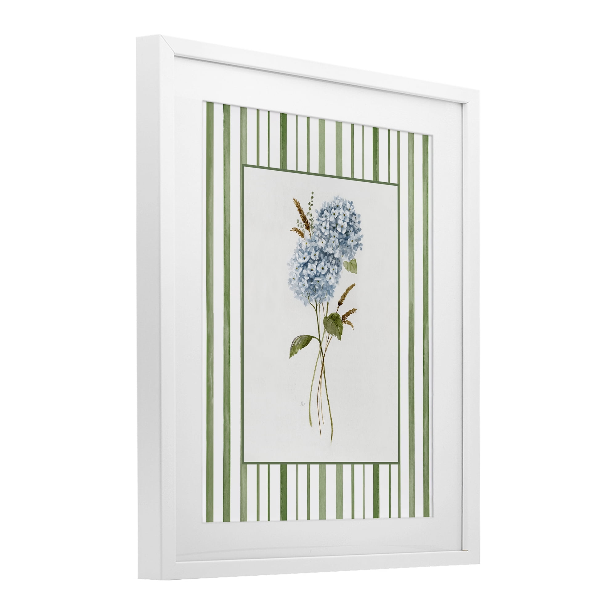 Stupell Industries Blue Hydrangea & Dried Wheat White Framed Print Under Glass, design by Nan