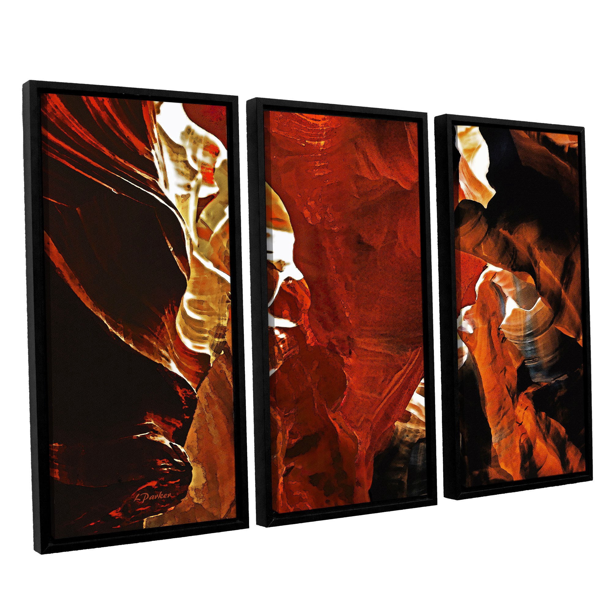 ArtWall Linda Parker "Slot Canyon Light From Above 6" 3-Piece Floater-framed Canvas Set