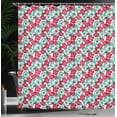 thumbnail image 4 of Ambesonne Floral Shower Curtain, Spring Nature Retro Sixties, 69"Wx84"L, Dark Coral Blue, 4 of 5